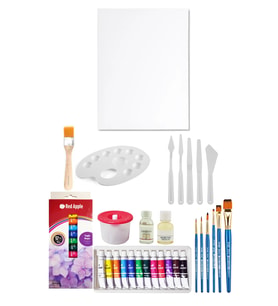 Acuto Nova Color Tüp Yağlı Boya Seti 12'li Plastik Spatula Seti 6'lı 35x50 Tuval Seti