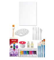Acuto Nova Color Tüp Yağlı Boya Seti 12'li Plastik Spatula Seti 6'lı 35x50 Tuval Seti