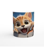 Duvarı Delen Neşeli Turuncu Kedi Baskılı Kupa Bardak