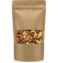 Lexroo Pencereli Kraft Doypack Kilitli Poşet - 50 Adet - Dik Duran Kilitli Torba, Orta Boy