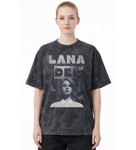 Lana Del Rey Şarkıcı Baskılı Unisex Oversize Eskitme Yıkamalı Tişört