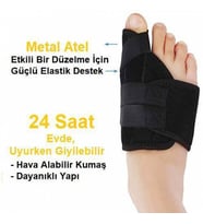 Medikal Ortopedik Sağ Sol Ayak Baş Parmak Halluks Valgus Gece Ateli Kemik Çıkıntısı Düzeltici Atel (Siyah)