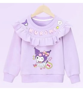 Kuromi İçi Sardonlu Kalın Kışlık Şirin Lilamsı Mor Yaka Detaylı Sweatshirt Yumuşacık Sıcacık (Lila - Mor)