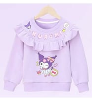 Kuromi İçi Sardonlu Kalın Kışlık Şirin Lilamsı Mor Yaka Detaylı Sweatshirt Yumuşacık Sıcacık (Lila - Mor)