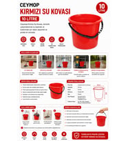Ceymop Kırmızı Su Kovası 10 L