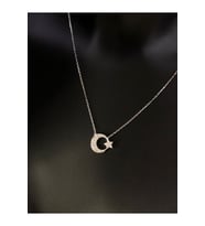 Gümüş Kolye - Ay Yıldız 925 Ayar Gümüş Sevgiliye - Eşe - Anneye Hediye Kolye