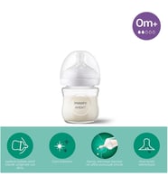 Avent Doğal Tepkili Cam Biberon, 120 ml, 0 Ay+, Akıtmaz Emzik, Kolik ve Gaz Önleyici, BPA İçermez, SCY930/01