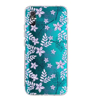 Xiaomi Redmi 9A  Kamera Korumalı Kapak Floral Lila Tasarımlı Şeffaf  Kılıf