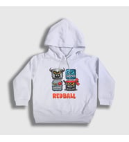 Presmono Unisex Çocuk Beyaz Squares Oyun Red Ball Kapüşonlu Sweatshirt 362612tt