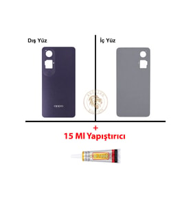 Oppo A60 Mor Uyumlu Arka Kapak + B7000 Yapıştırıcı Arka Cam Batarya Pil Kapağı Lazer Kesim