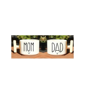 Mom Dad The Best Baskılı Çift 2'li Beyaz T Kulp Kupa Bardak