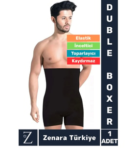 Gündelik Kaymaz Göbek Kalça Toparlayan Sıkılaştıran Bel Düzleştiren İncelten Erkek Duble Boxer Korse (Siyah)