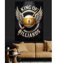 Bilardo Kralı Dokuzlu Top Amblemi Dekoratif Kanvas - Mdf Ahşap Tablo