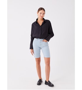 LCW Jeans İndigo Normal Bel Bermuda Fit Kadın Jean Şort