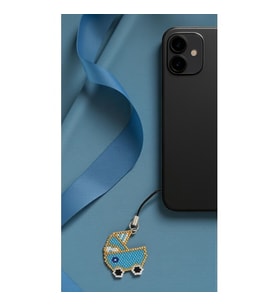 Miyuki Boncuk El Yapımı Mavi Bebek Arabası Telefon Çarmı - Charm