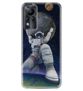 INFINIX Note 11 Pro Note 10 Hot 9 Play Kılıf Desemli Silikon Astronot ve Dünya 1759