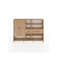Arges Dolap 10 Raflı 2 Çekmeceli 2 Kapaklı 220x30x163 Çam-Çam
