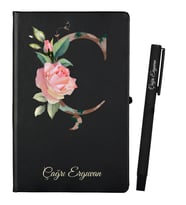 Kişiye Özel Siyah Defter ve Siyah Roller Kalem Seti