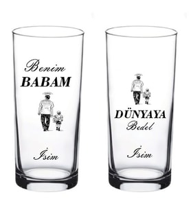 2 li Babalar Günü Kişiye Özel Tasarım Rakı Bardağı 4Ç