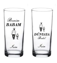 2 li Babalar Günü Kişiye Özel Tasarım Rakı Bardağı 4Ç