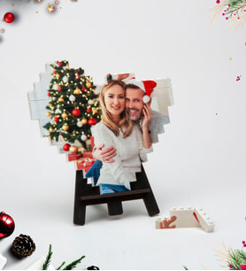 Yılbaşına Özel Fotoğraflı Kalp Lego Blok Puzzle