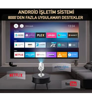 Ahanda buldum  Android Taşınabilir Projeksiyon Dahili Hoparlör ve Wifi Akıllı Sinema Beyaz Projektör (Doğal Beyaz)