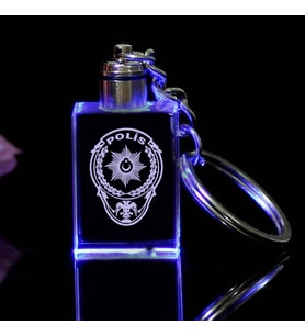 Polis Logolu anahtarlık, 2d Anahtarlık, Cam İşlemeli Anahtarlık