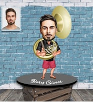 Kişiye Özel Korno Karikatürlü Ahşap Biblo Bay-1-Eco