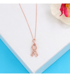 925 ayar Gümüş Kurdele Şeklinde Kolye Rose (Pembe)-Standart