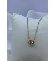 GOLD TRİPLE CYLİNDER ÇELİK KOLYE 45 CM
