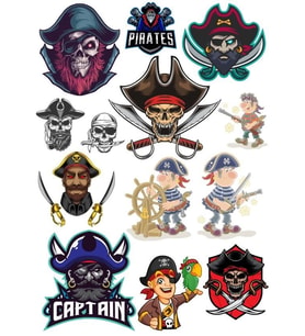 Korsan Kuru Kafa Sticker Set-5 13 Parça Telefon, Tablet, Defter, Laptop Sticker