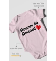 Amcam Da Amcam! Kısa Kollu Bebek Body %100 Pamuk