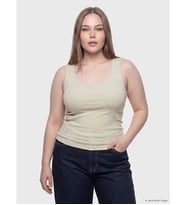 LCW Curve Bej Büyük Beden U Yaka Kadın Atlet