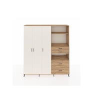 Hyperion Dolap 12 Raflı 4 Çekmeceli Tek Askılı 220x44x243 Çam-Aytaşı/Çam