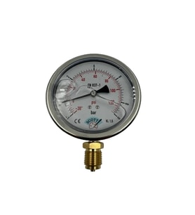 Manometre Gliserinli Alttan Çıkışlı Q100 - 0 - 1 + 9 Bar 1/2