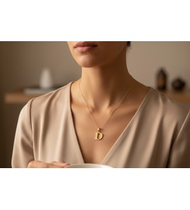 STİL İNCİSİ/XUPING JEWELRY D DÜZ HARF TAŞSIZ KOLYE (Altın Rengi)