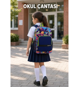 Grafiti Game İlkokul Okul Çantası Yeşil Fermuarlı Çocuk Öğrenci Sırt Çantası 44 x 30 x 14
