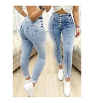Kadın Yüksek Bel önden Düğmeli Jean Pantolon