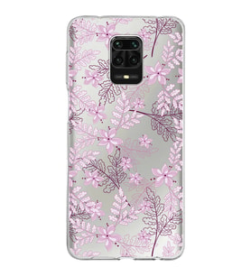 Xiaomi Redmi Note 9 Pro Uyumlu Kapak Floral Pudra Tasarımlı Şeffaf Silikon Kılıf