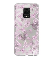 Xiaomi Redmi Note 9 Pro Uyumlu Kapak Floral Pudra Tasarımlı Şeffaf Silikon Kılıf