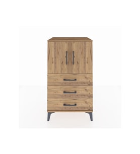 Hyperion Komodin 2 Raflı 3 Çekmeceli 2 Kapaklı 60x44x106 Çam-Çam