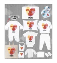 Minito Baby İsme Özel 13'lu Pamuklu Erkek Bebek Hastane Çıkışı Seti_MT_267-13 (Krem)
