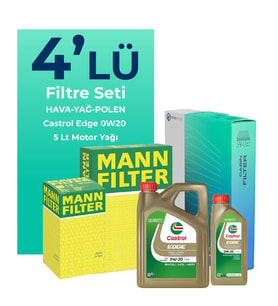 MANN Ford Focus 1.0 Benzin Filtre Bakım Seti Castrol Motor Yağlı (2019-2024) 4 Lü