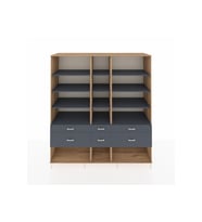 Kronos Dolap 12 Raflı 6 Çekmeceli  220x59x243 Çam-Antrasit/Antrasit