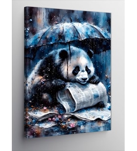 Kanvas Tablo Şemsiyenin Altındaki Panda