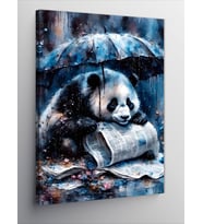 Kanvas Tablo Şemsiyenin Altındaki Panda
