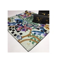 Çiçekli Desen Black Seri Twill Eşarp Eşarp Askısı ile Birlikte 90x90 cm İNDİGO-9