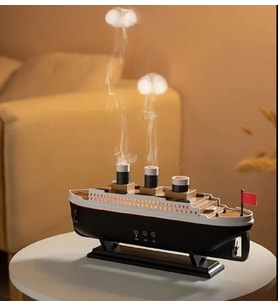 250 ml Titanic Gemi Modeli Hava Nemlendirici Aromaterapi Ev Uçucu Yağ Difüzörü (Siyah)
