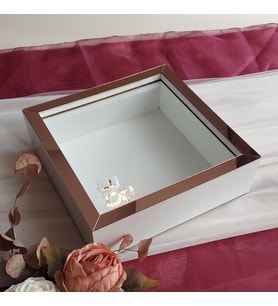 25x25 Cm Beyaz-Rose Derin Anı Çerçevesi-6 Cm Derinlikli Anı Çerçevesi! İsimsiz-Ledli! Hkm Ticaret