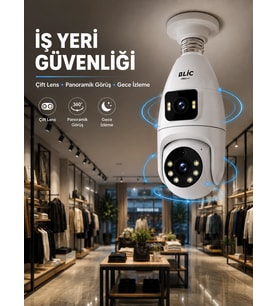 Mey İthalat® Wi-Fi Çift Lens Ampul Kamera Akıllı Ev Güvenliği